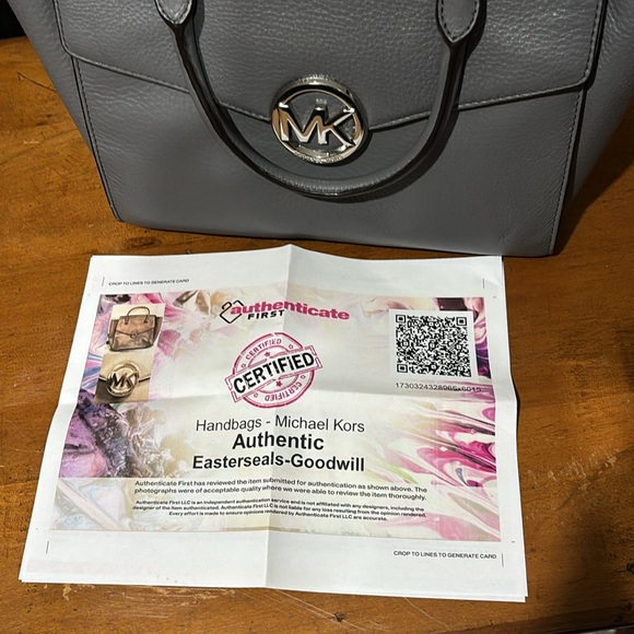 EUC Michael Kors Hudson Large Leather Satchel Crossbody Bag Gray COI Included - Picture 14 of 15